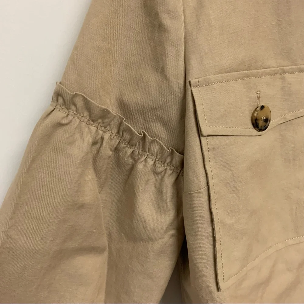Lewit Tan Linen Blend Ruffle Jacket - Picture 6 of 15